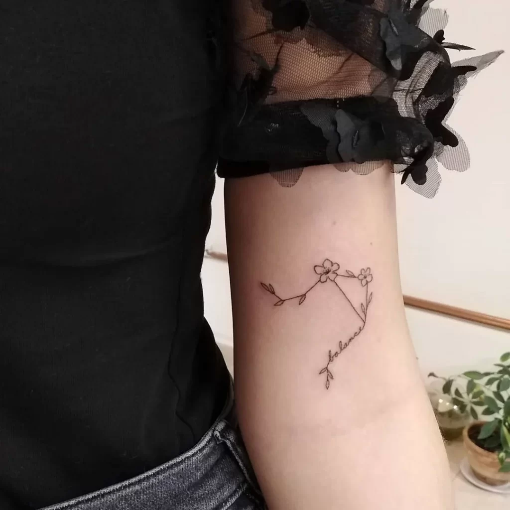 Libra flower constellation tattoo