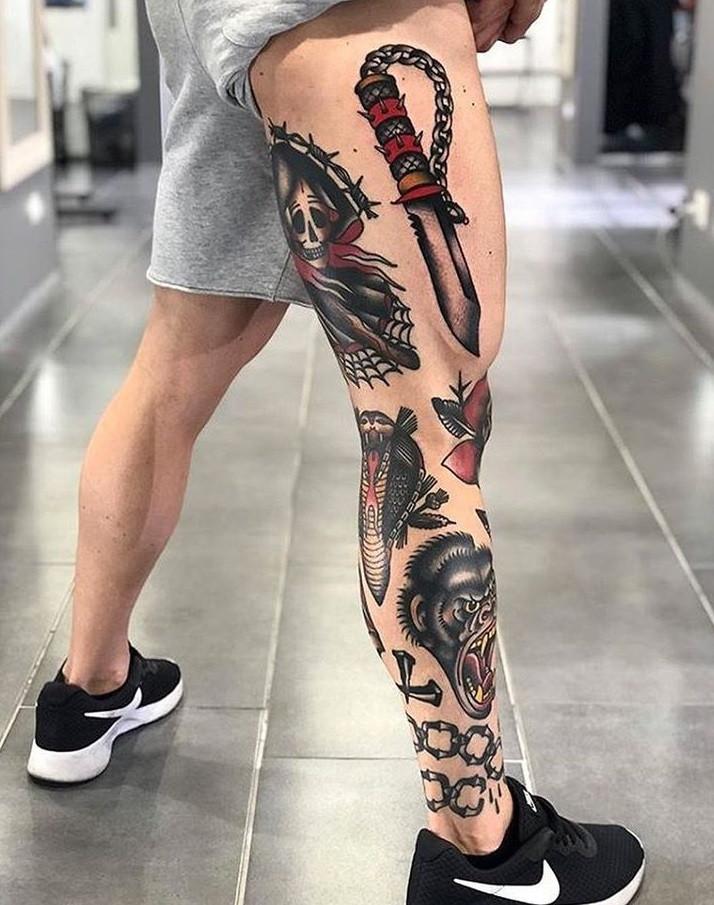 Tатуировка на ноге ❤️ значение, фото, эскизы и примеры