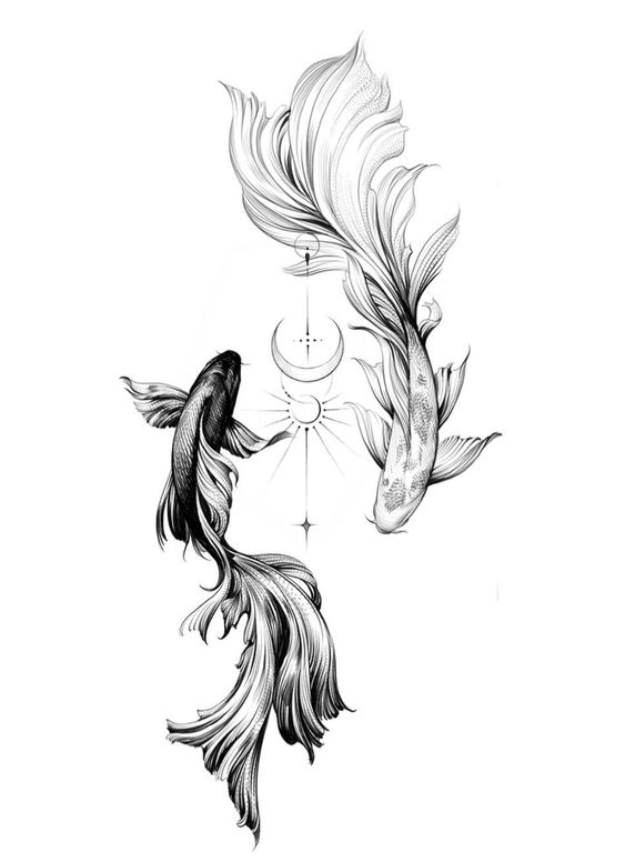 Sketch of a fish zodiac sign tattoo