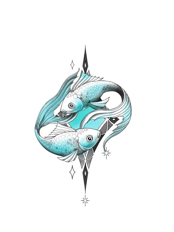 Sketch of a fish zodiac sign tattoo