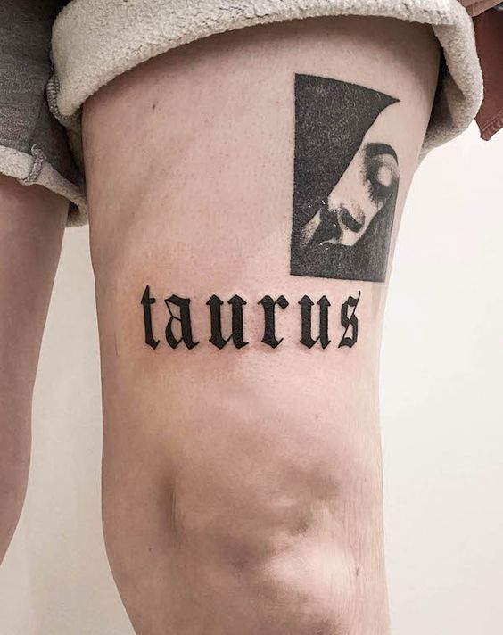 Taurus zodiac sign tattoo on the hip for men