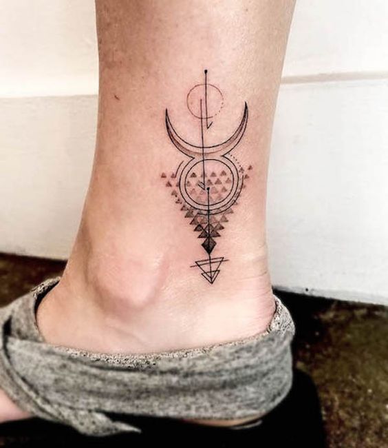 Taurus zodiac sign ankle tattoo for men