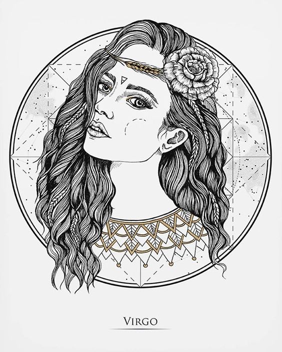 Sketch of a Virgo zodiac sign tattoo