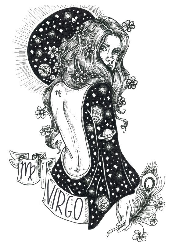 Sketch of a Virgo zodiac sign tattoo