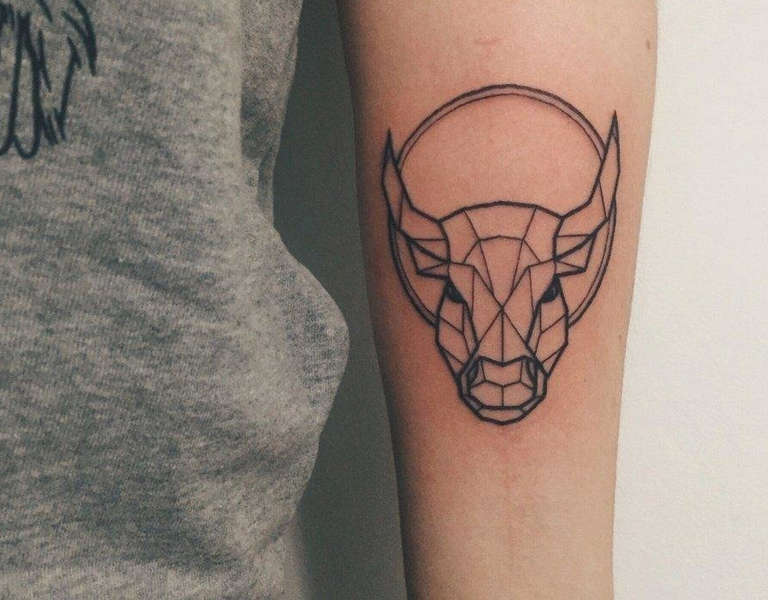 Taurus zodiac sign tattoo on forearm for women