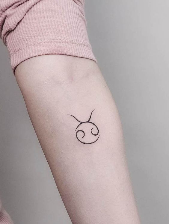 Taurus zodiac sign tattoo on forearm for women