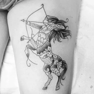 Sagittarius zodiac sign tattoo on the hip for women