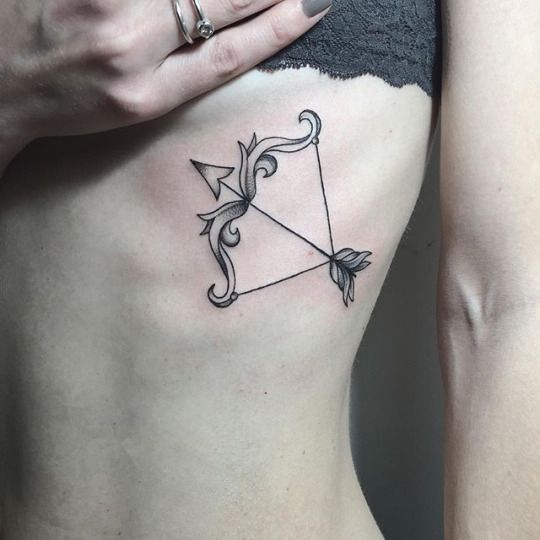 Sagittarius zodiac sign tattoo on the side for women