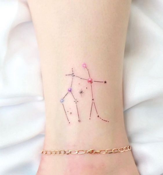 Tattoo the constellation sign of the zodiac Gemini on the wrist for women