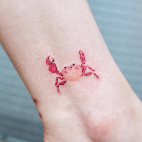 Zodiac sign cancer ankle tattoo for women