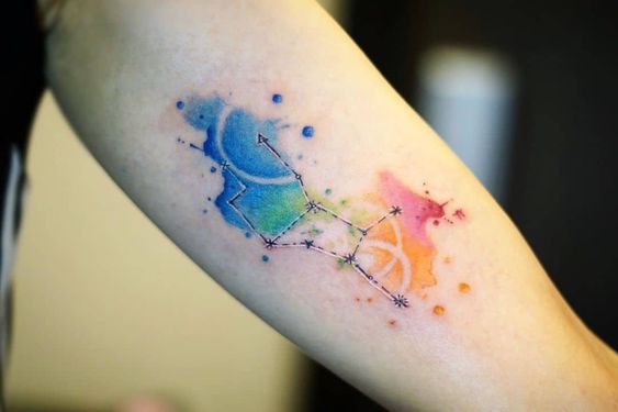 Tattoo symbol of the zodiac sign Virgo on the forearm for women