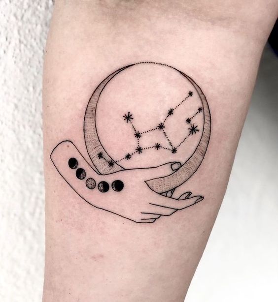 Tattoo the constellation sign of the zodiac Virgo on the forearm for women