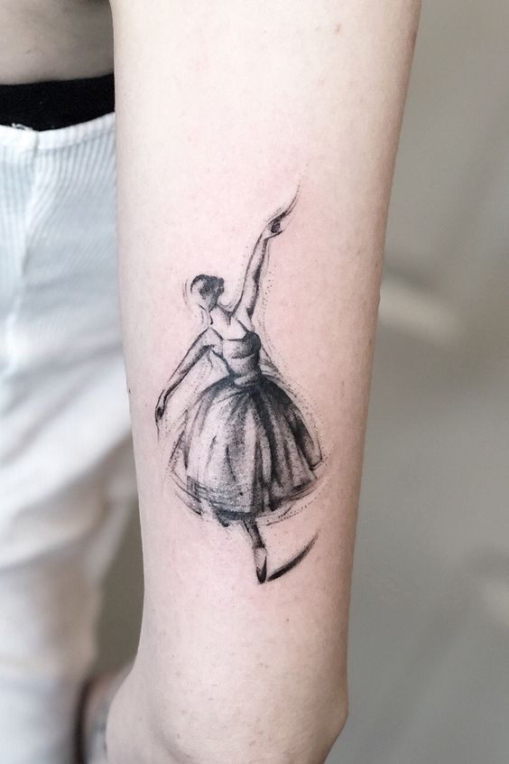 Ballerina shoulder tattoo for women