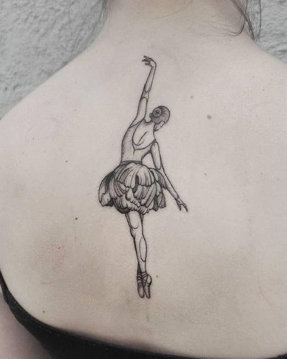 Tattoo ballerina on the back for women