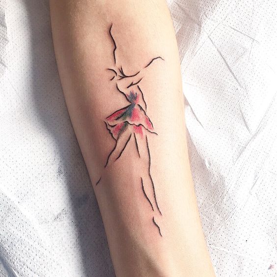 Ballerina tattoo on the forearm for women