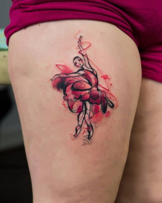 Ballerina hip tattoo for women