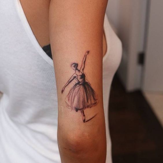 Ballerina shoulder tattoo for women