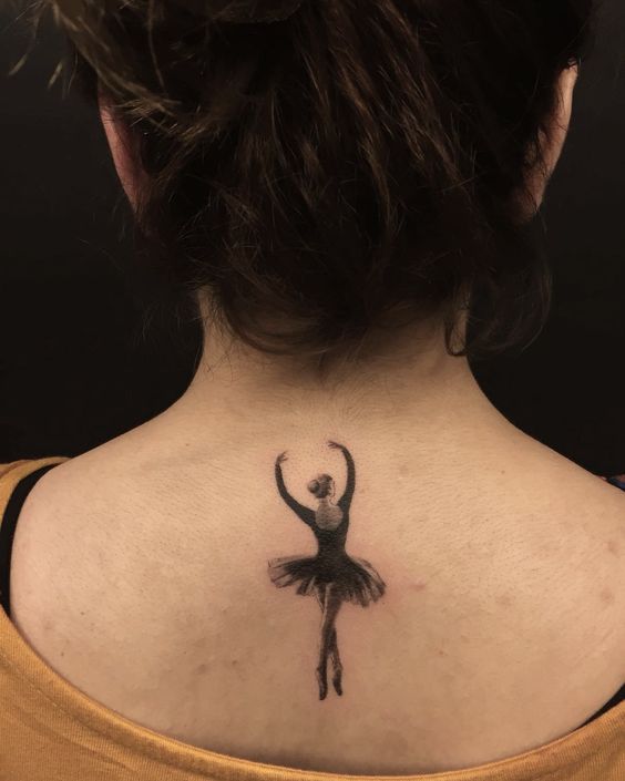 Tattoo ballerina on the back for women