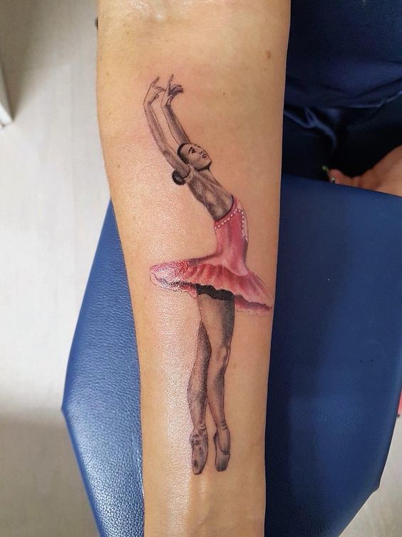 Ballerina tattoo on the forearm for women