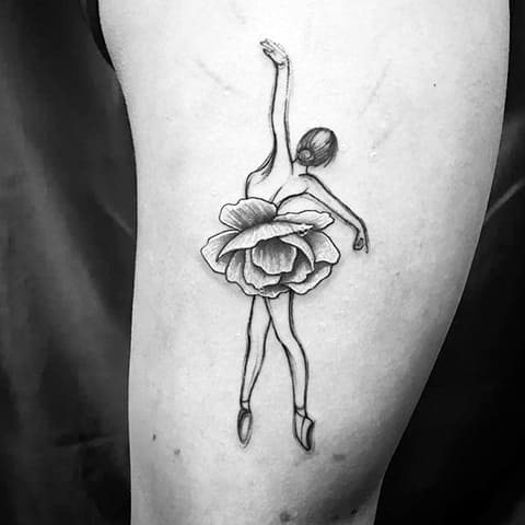 Ballerina tattoo on shoulder