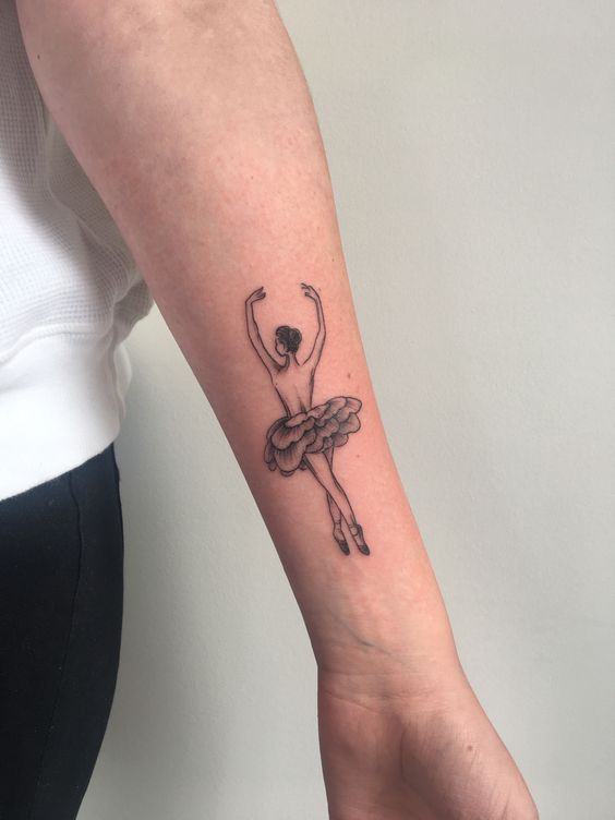 Ballerina tattoo on the forearm for women