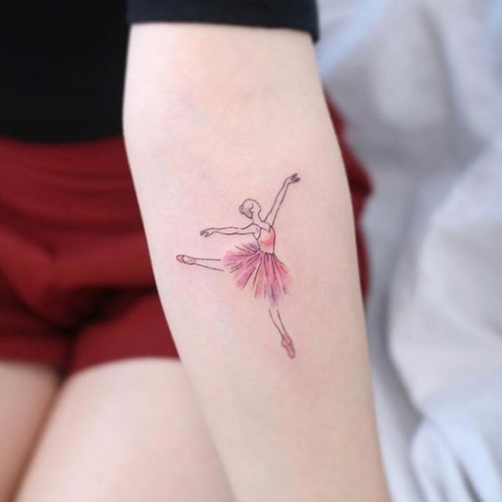 Ballerina tattoo on the forearm for women