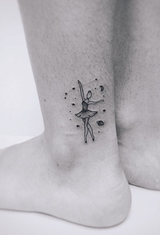 Ballerina ankle tattoo for men