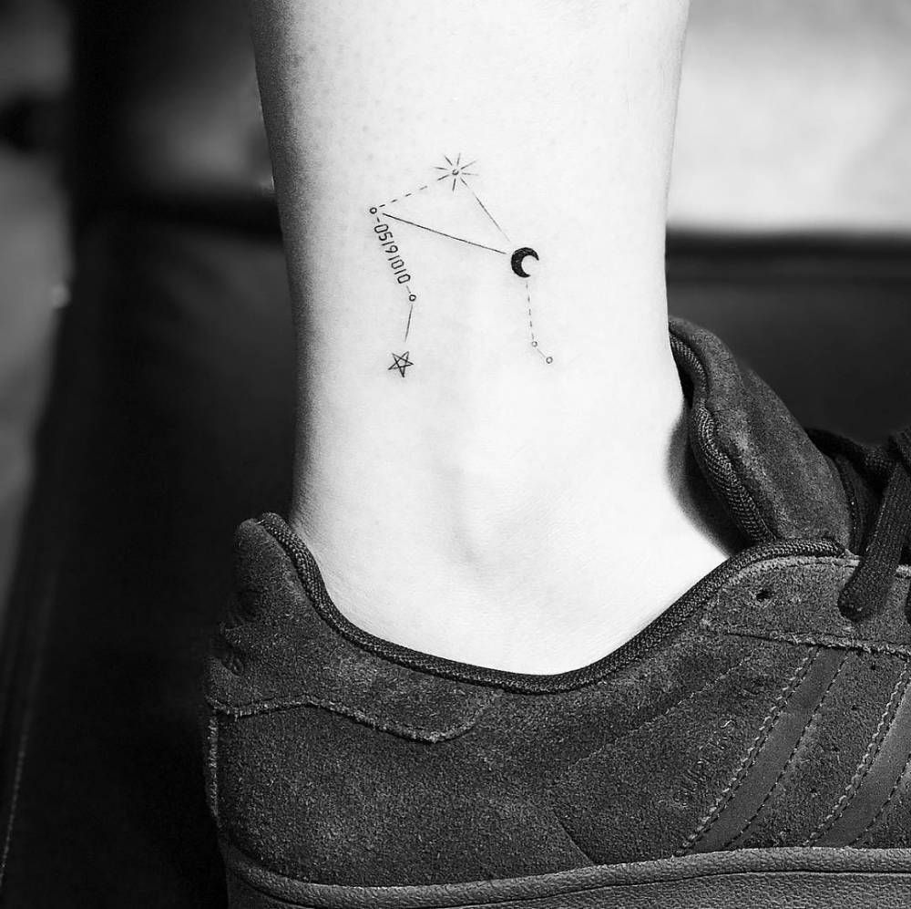 Tattoo the constellation sign of the zodiac Libra on the ankle for men