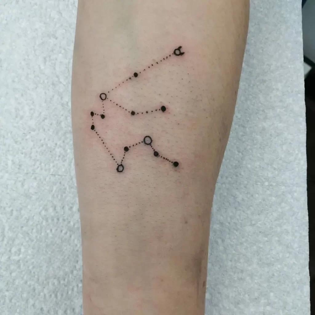 Tattoo the constellation sign of the zodiac Aquarius on the forearm