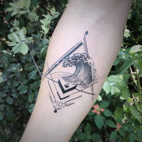 Aquarius zodiac sign tattoo on forearm