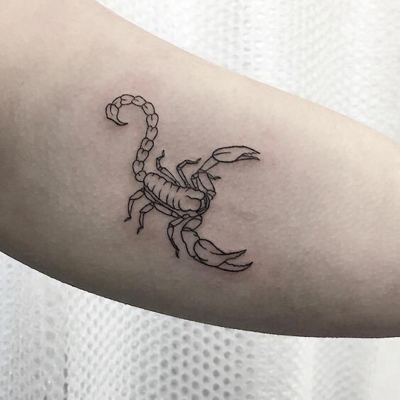 Tattoo of the zodiac sign of a scorpion on the forearm for women