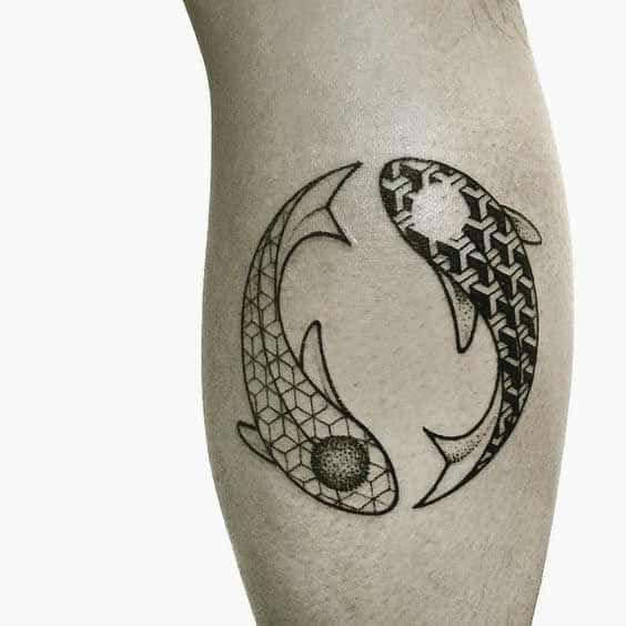 Fish zodiac sign tattoo on caviar for men