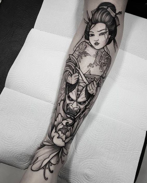 Geisha tattoo on the arm