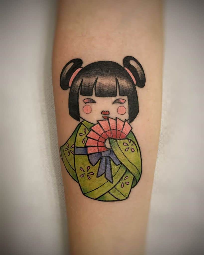 Geisha tattoo on forearm