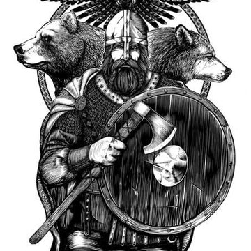 Sketch of a tattoo of a bogatyr