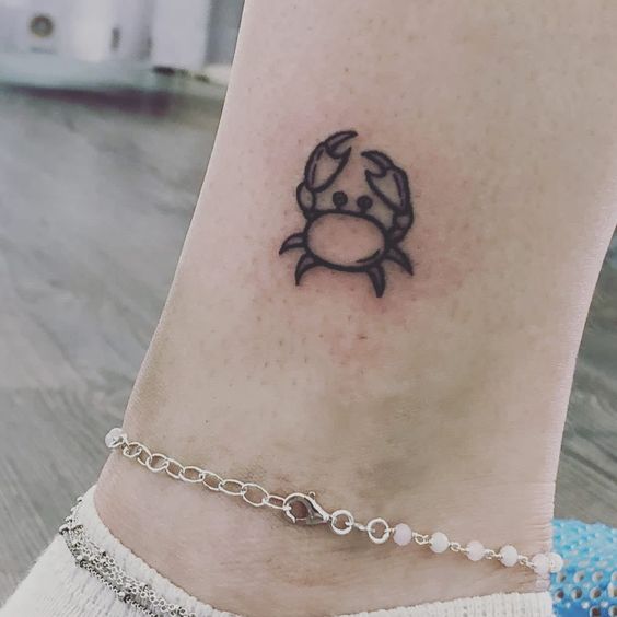 Zodiac sign cancer ankle tattoo for women