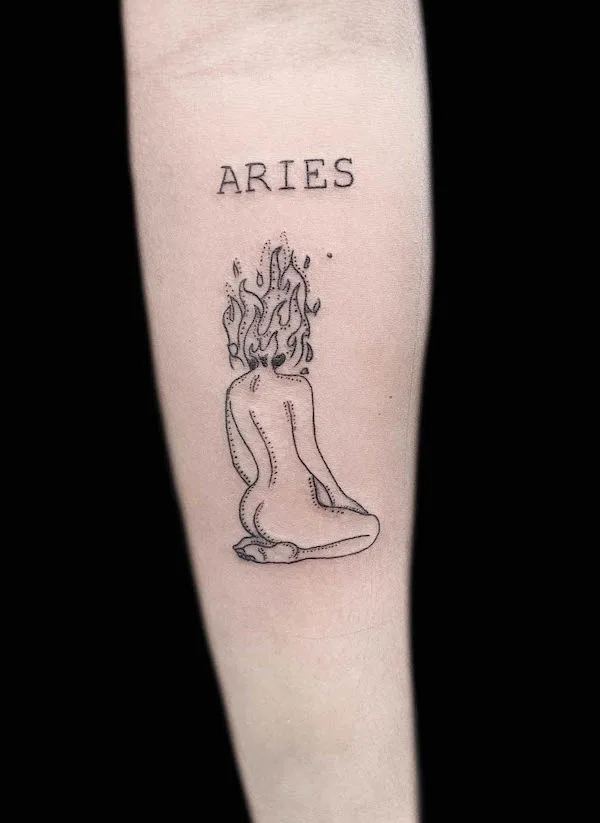 Tattoo zodiac sign Aries on the forearm for women