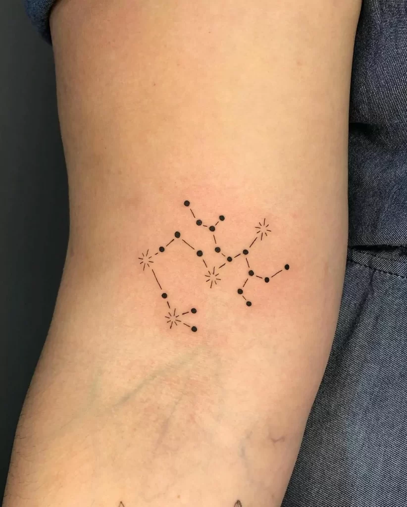 Tattoo the constellation sign of the zodiac Sagittarius on the inner side of the elbow