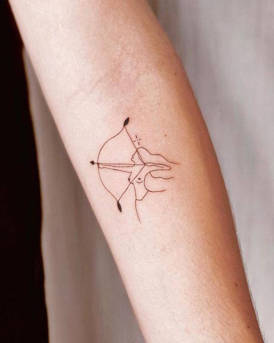 Tattoo of the zodiac sign Sagittarius on the forearm for men