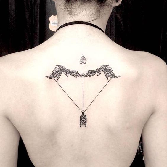 Sagittarius zodiac sign tattoo on the back for women