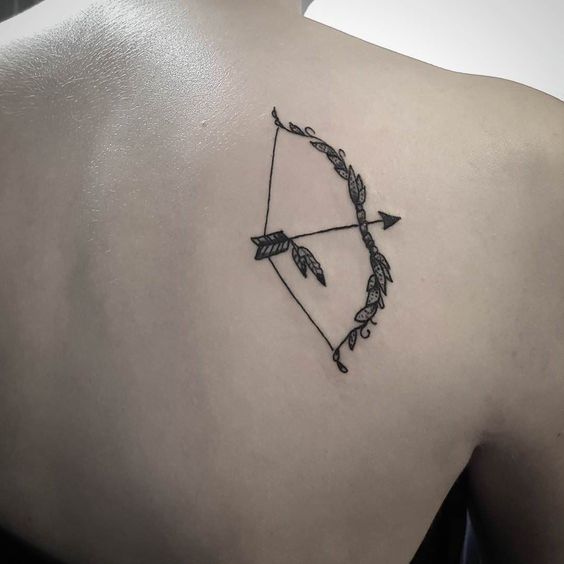 Sagittarius zodiac sign tattoo on the shoulder blade for men