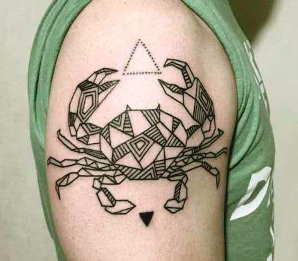 Tattoo of the zodiac sign of Cancer on the shoulder for men Tattoo of the zodiac sign of Cancer on the shoulder for men