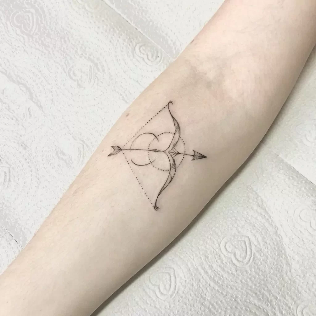 Sagittarius zodiac sign tattoo on forearm