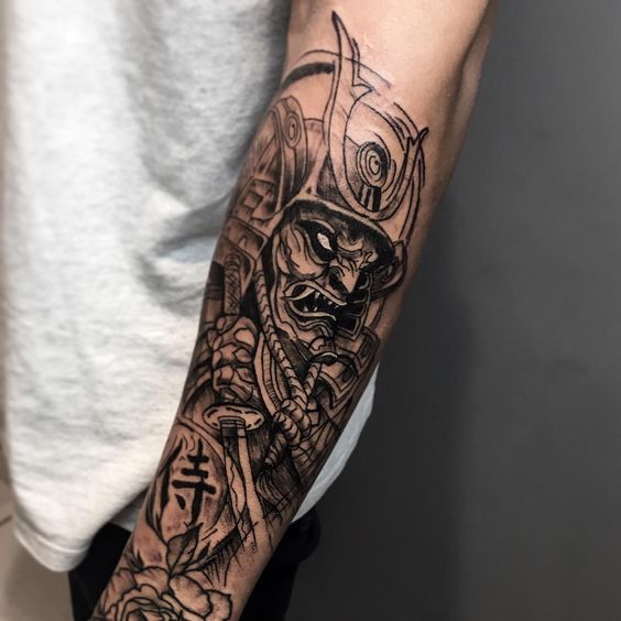 Samurai tattoo on the forearm for men