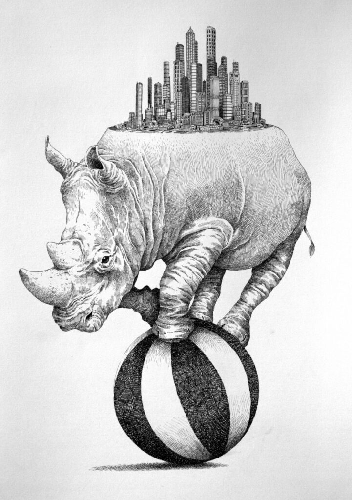 Sketch of a rhinoceros tattoo