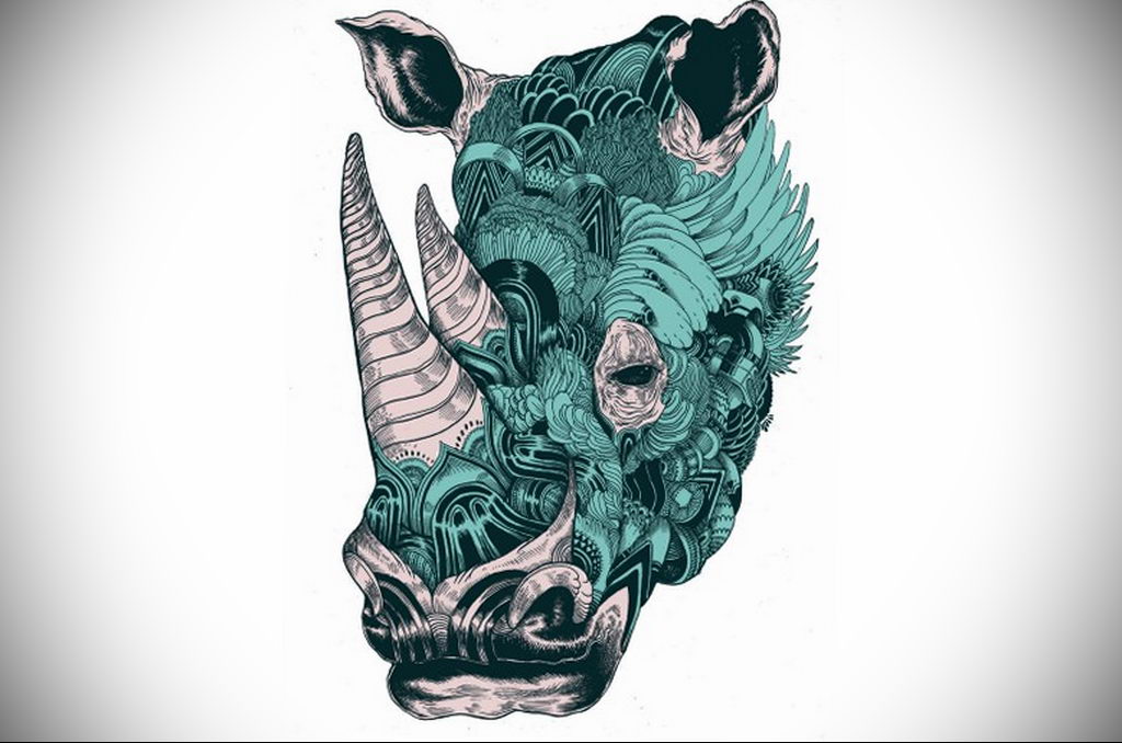 Sketch of a rhinoceros tattoo