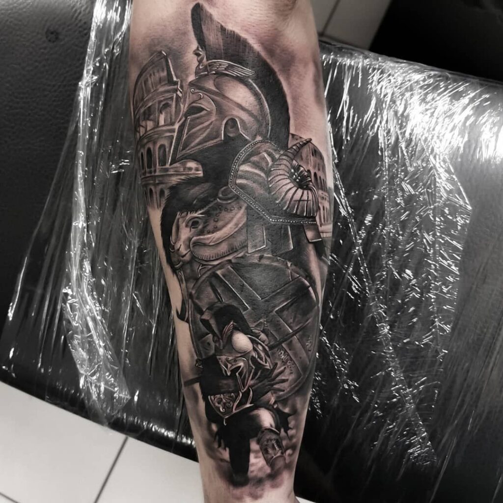 Spartan tattoo on forearm for men