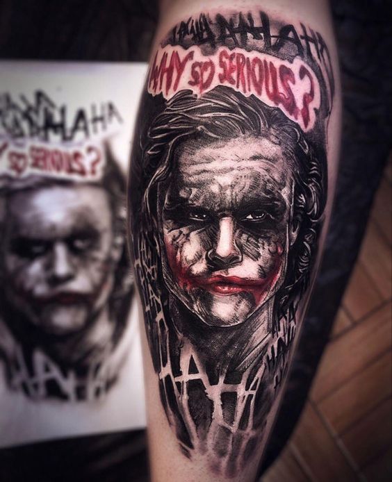 Joker tattoo on the forearm for men