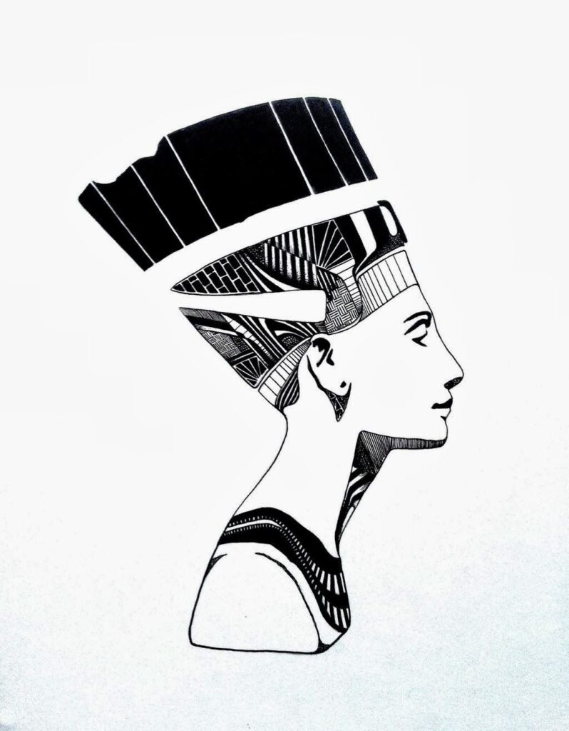 Sketch of the Nefertiti tattoo