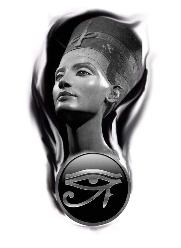 Sketch of the Nefertiti tattoo